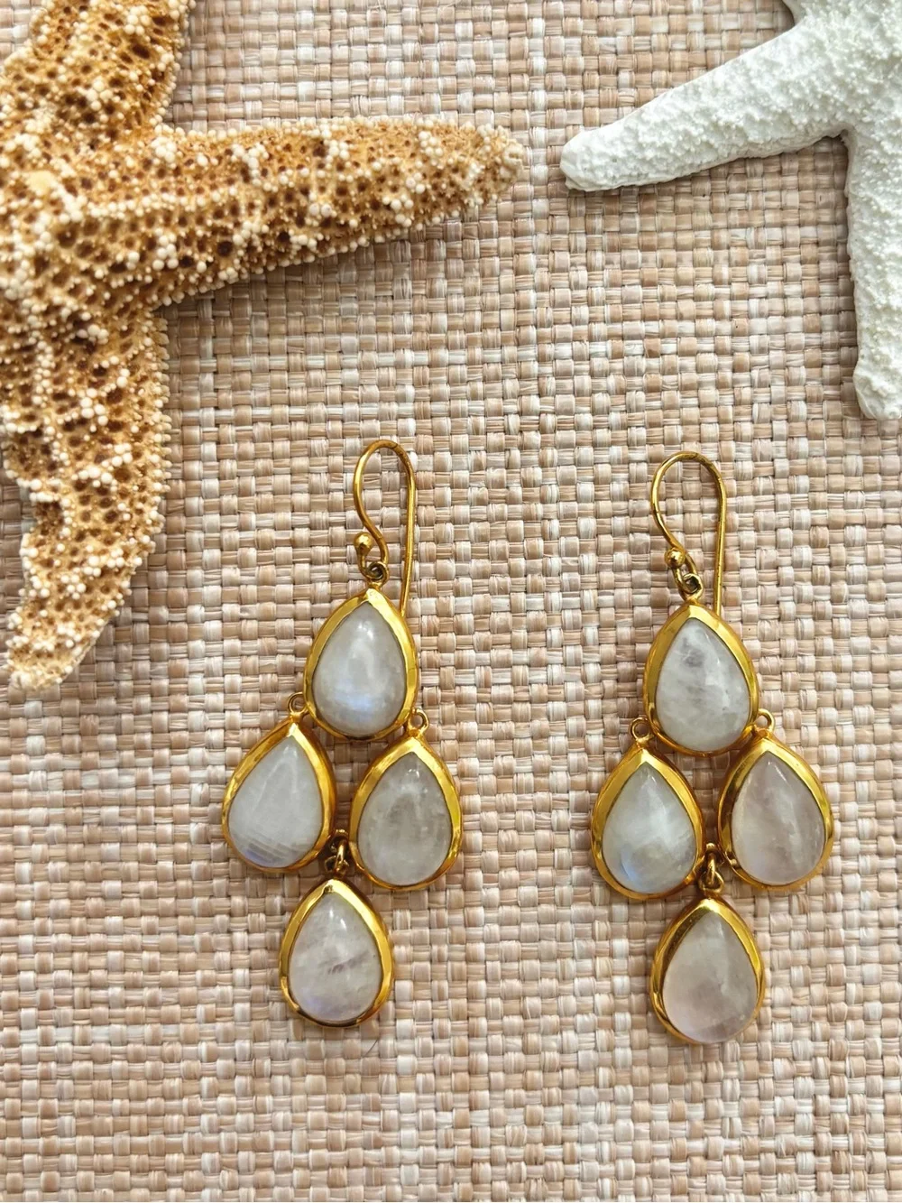 Julie Vos Gold “Marbella” Moonstone Teardrop Dangle Earrings // RETIRED